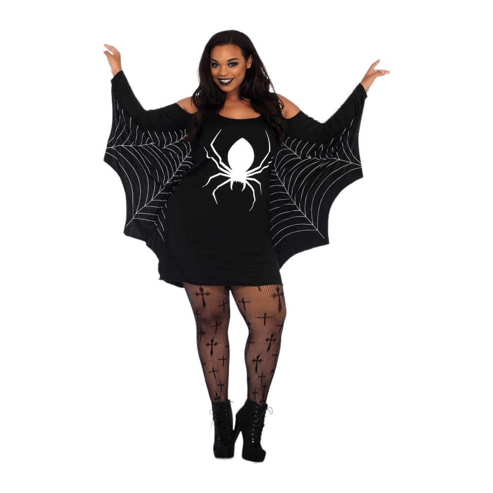 Brand New Plus Size Jersey Spiderweb Dress Leg Avenue 86647X Women's Size 1X/2X
